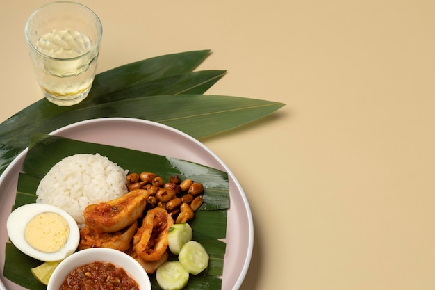 Traditional nasi lemak meal