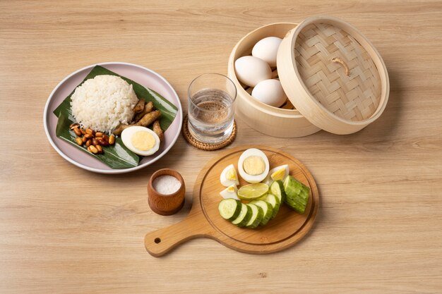 Traditional nasi lemak meal