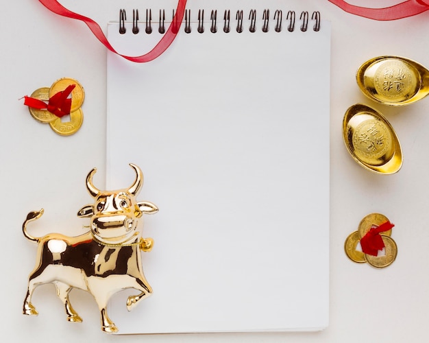 Traditional new year chinese ox empty notepad