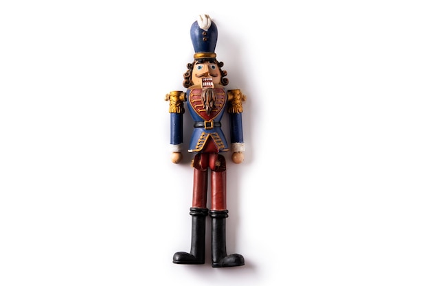 Traditional nutcracker figure isolated on white background