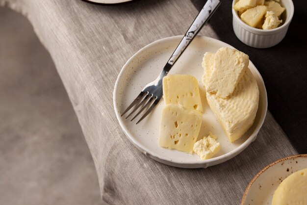 Traditional paneer cheese assortment