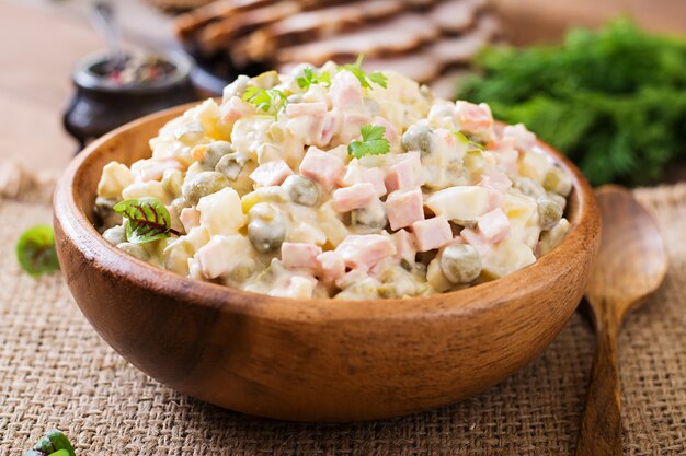 Traditional Russian salad "Olivier"