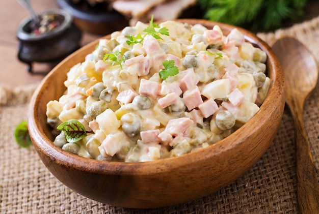 Free photo traditional russian salad 