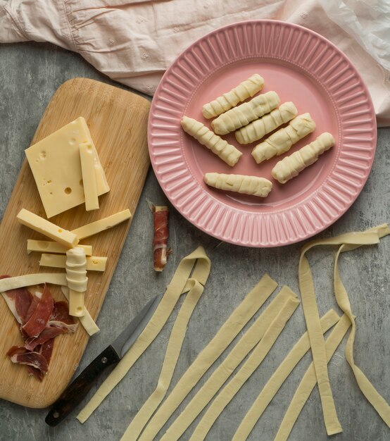 Traditional tequenos making arrangement