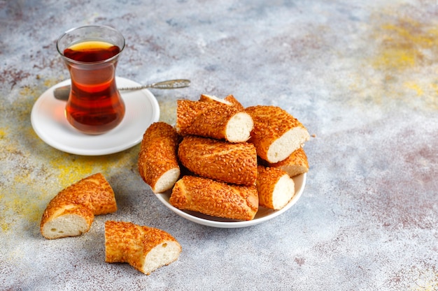 전통적인 터키 식 아침 식사.