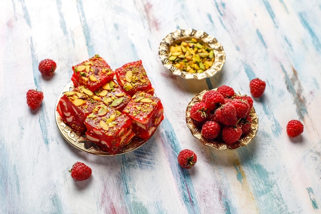 Traditional Turkish delight,oriental sweets.