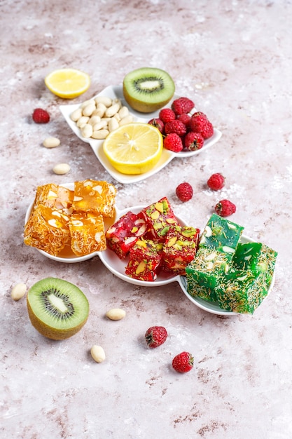 Traditional Turkish delight,oriental sweets.