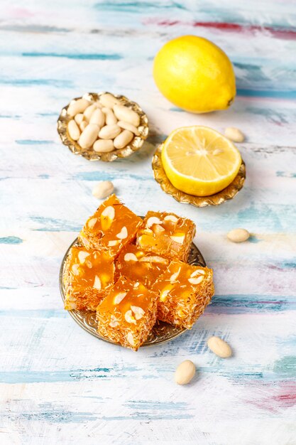 Traditional Turkish delight,oriental sweets.