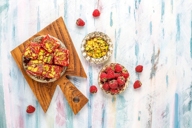 Traditional Turkish delight,oriental sweets.