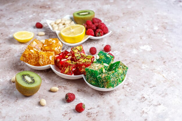 Free photo traditional turkish delight, oriental sweets.