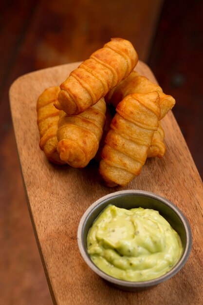 Traditional venezuelan cheese sticks composition