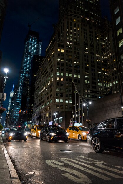 Traffic jam in the city by night