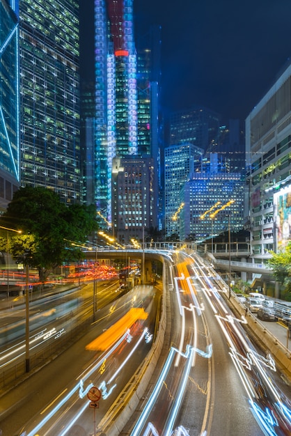 traffic light trails at Night