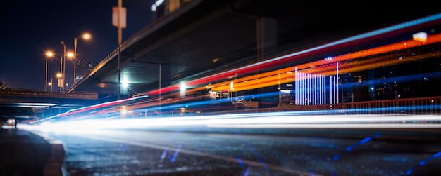 traffic light trails on urban street