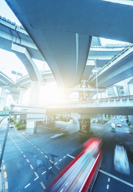 Traffic On Road Under Overpasses