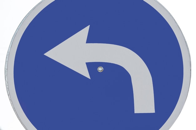 Traffic turn arrow sign close-up