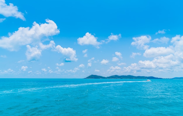 Trail on sea water surface behind  boat