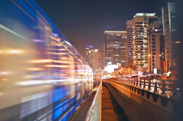 train by night in dubai