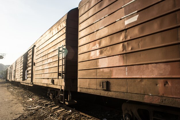 Train with metal containers