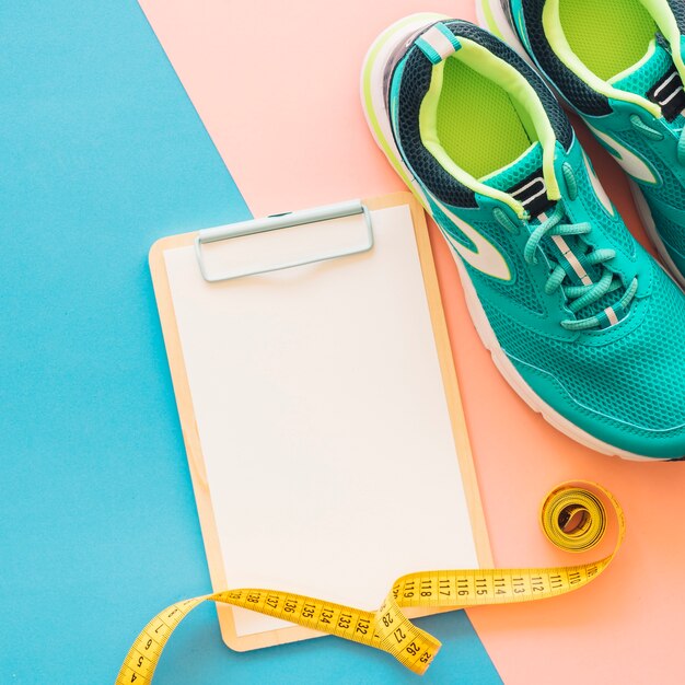 Training decoration with clipboard and shoes