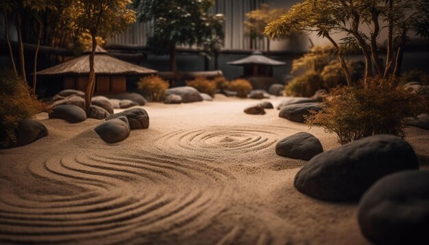 のどかな森の風景 AIが生み出す紅葉美