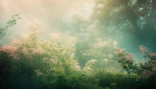 無料写真 aiが生成した太陽光を受けて咲く、静かな草原の野の花