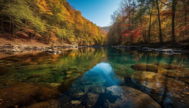 Tranquil scene of autumn mountain ravine colors generated by AI