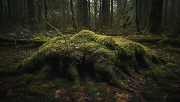 Foto gratuita scena tranquilla della vecchia foresta di crescita in autunno ia generativa