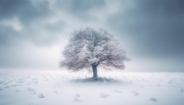 Free photo tranquil scene of snow covered tree forest generated by ai