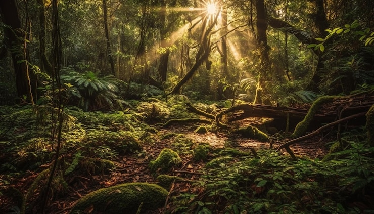 Free Photo tranquil scene of tropical rainforest growth generative ai