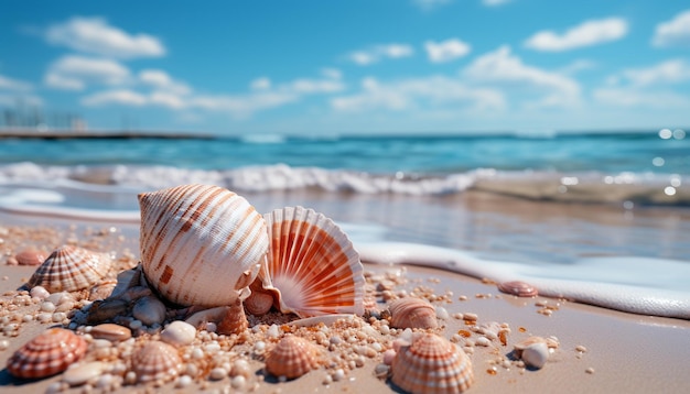 Бесплатное фото Спокойный морской пейзаж, песчаные берега, тропический климат, природа, летние каникулы, созданные искусственным интеллектом