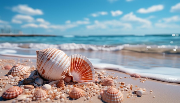 Foto gratuita tranquille coste sabbiose del paesaggio marino, clima tropicale, vacanze estive naturali generate dall'intelligenza artificiale