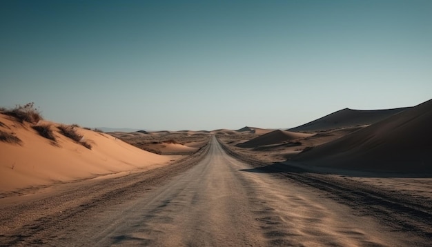 Foto gratuita ombra tranquilla su un paesaggio arido di dune di sabbia generato dall'intelligenza artificiale