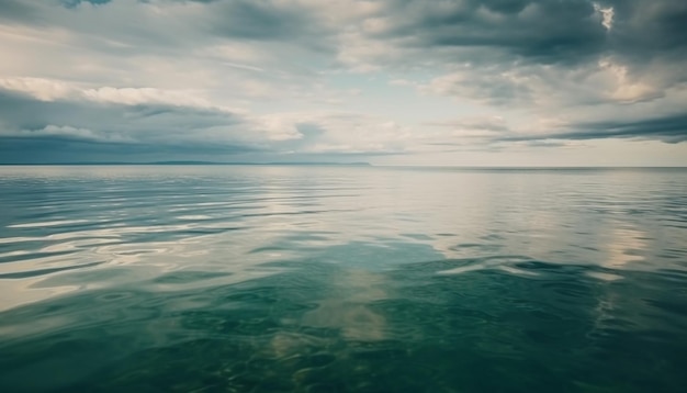 Foto gratuita tranquillo tramonto sull'acqua blu e sulla sabbia generata dall'intelligenza artificiale