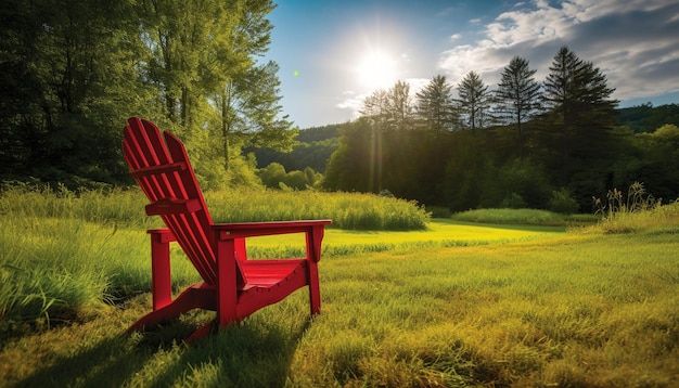 Tranquil sunset on green meadow nature beauty generated by AI