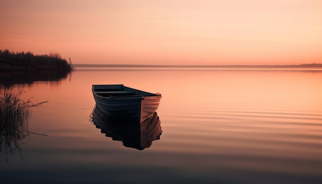 Tranquil sunset on water reflection of beauty generated by AI