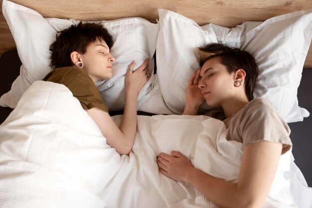Trans couple going to sleep together