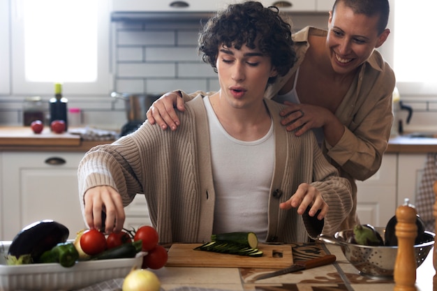 Trans couple sharing tender moments