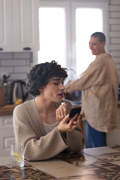 Free photo trans couple sharing tender moments