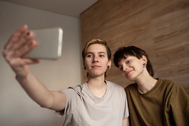 Trans couple spending time together