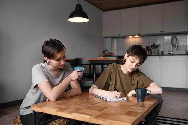 Trans couple spending time together