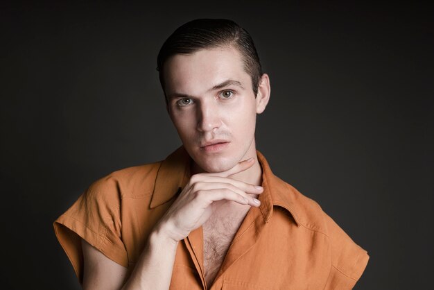 Transgender model posing medium shot