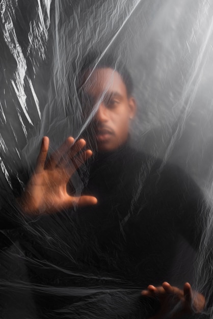 Translucent and blurred portrait of man