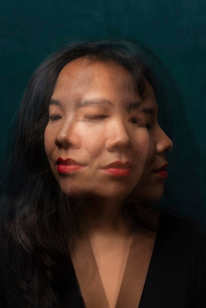 Translucent and blurred portrait of woman