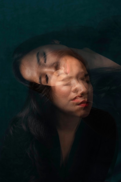 Translucent and blurred portrait of woman