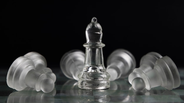 Transparent chess pieces on board