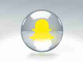 Free photo transparent glass bubble with snapchat logo inside it isolated on transparent background