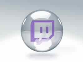 Free photo transparent glass bubble with twitch logo inside it isolated on transparent background