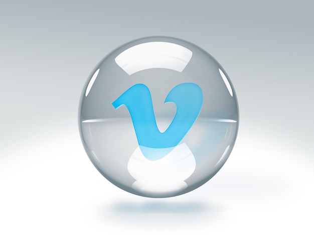 Free photo transparent glass bubble with vimeo logo inside it isolated on transparent background