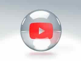 Free photo transparent glass bubble with youtube logo inside it